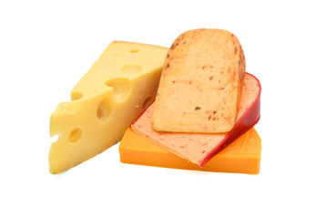 Cheese bundle - set of Various kind of cheese isolated on white background