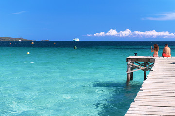 Majorca's northeast coast with wooden jetty - 4159