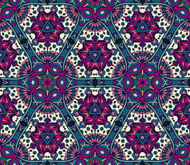 floral geometric mosaic seamless pattern 