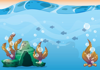 cartoon vector underwater background with separated layers for game art and animation game design asset in 2d graphic