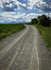 a pebble road in high mountains