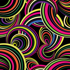 Abstract wave line, loops seamless pattern. Swirl wavy circle background. Geometric grid texture