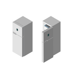 Closed and Opened Refrigerator