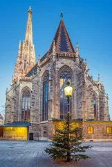 Zelfklevend Fotobehang St. Stephan cathedral and christmas tree, Vienna © sborisov