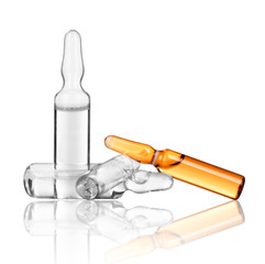 medical ampoules isolated on white background