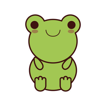 cute frog kawaii style vector illustration design