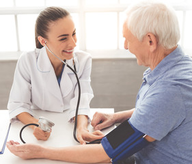Beautiful doctor and patient