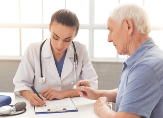 Beautiful doctor and patient