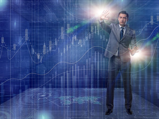 Man in stock exchange trading concept