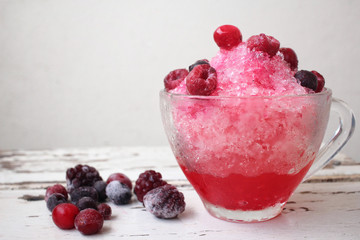 Shaved ice with berry fruits