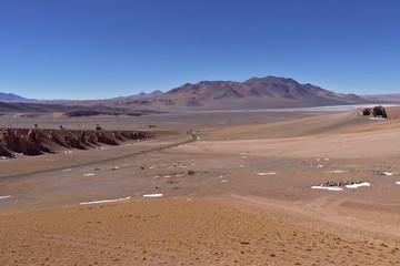 Fototapeta na wymiar Snow and rocks in the Atacama desert
