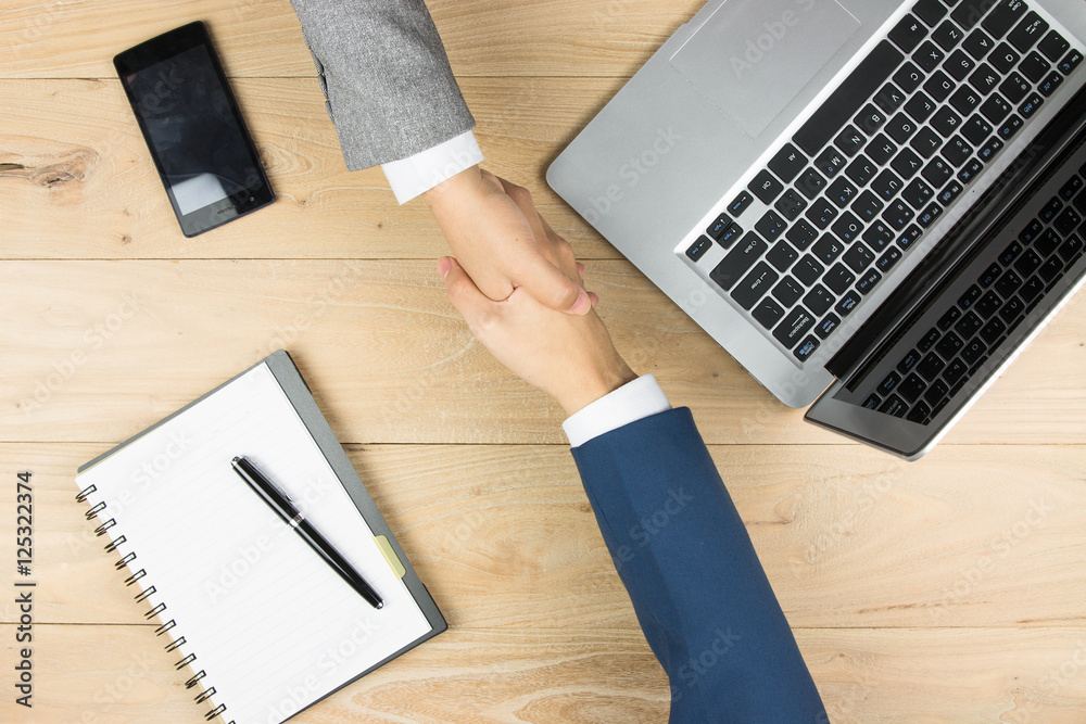 Wall mural business people handshaking