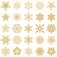 Gold and white snowflake background