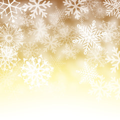 Gold and white snowflake background