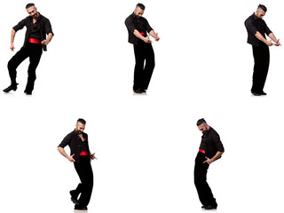 Spanish dancer in various poses on white
