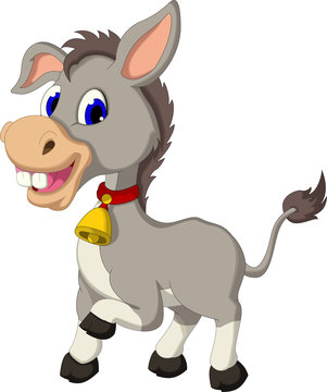 cute donkey cartoon posing