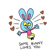 some bunny loves you cute rabbit character