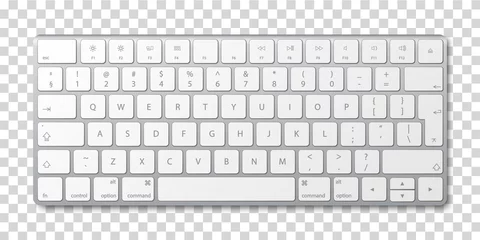 Fotobehang Modern aluminum computer keyboard on transparent background. © ulzanna