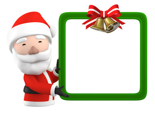 Santa Claus' suggestion  blank white board,  3D illustration