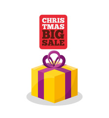 merry christmas sale with gift box vector illustration design