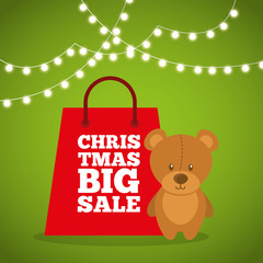 merry christmas sale with shopping bag vector illustration design