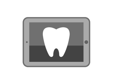 タブレット端末に映る歯のレントゲン写真イメージ