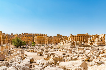 Baalbek in Beqaa Valley, Lebanon. Baalbek is located about 85 km northeast of Beirut and about 75...