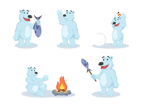 polar bear cartoon set illustration design