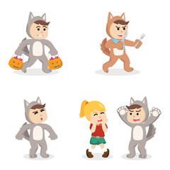 werewolf cartoon set illustration design