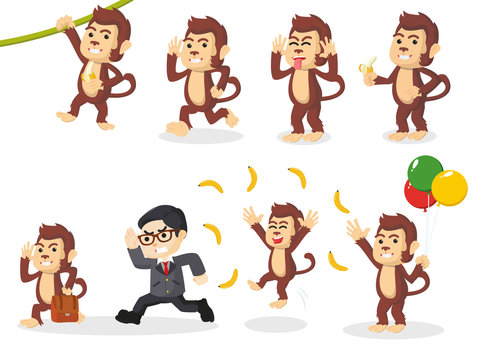 monkey cartoon set illustration design