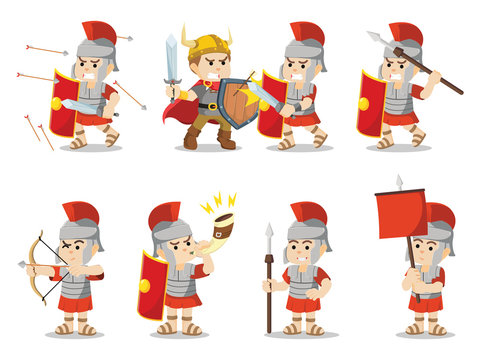 roman soldier set illustration design