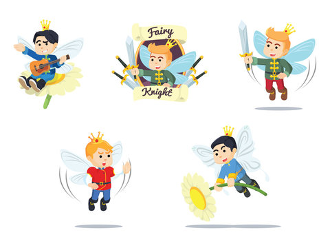 fairy prince cartoon set