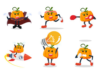 pumpkin cartoon set illustration design