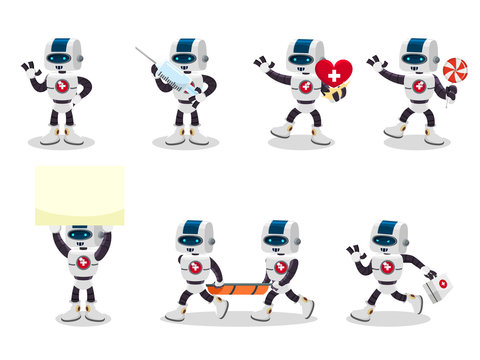 health robot cartoon set