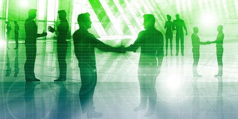 Silhouettes of Two Businessman Shaking Hands