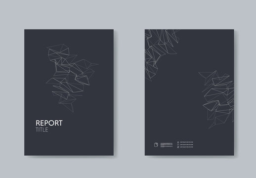 Dark Report Cover Layout with Abstract Design Element