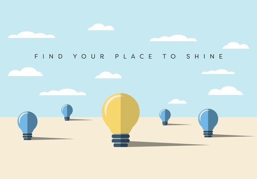 "Find Your Place to Shine" Light Bulb Illustration