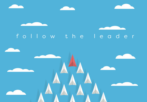 "Follow the Leader" Paper Airplane Illustration