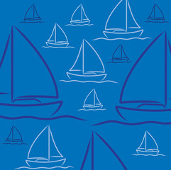 Hand drawn sailing boat pattern in vector format.