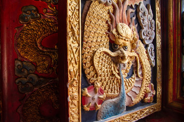 Ayutthaya, Thailand - October, 21, 2016 : Dragon window at Wat p
