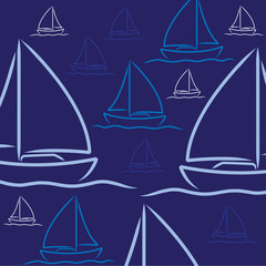 Hand drawn sailing boat pattern in vector format. © lifeofriley