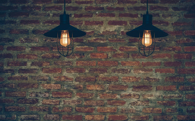 Luxury lighting decoration over the brick wall background