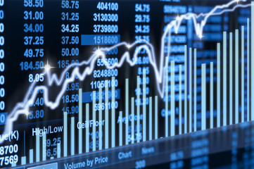 Stock market chart,Closeup Stock market exchange data on LED dis