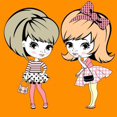 Две девочки сплетничают