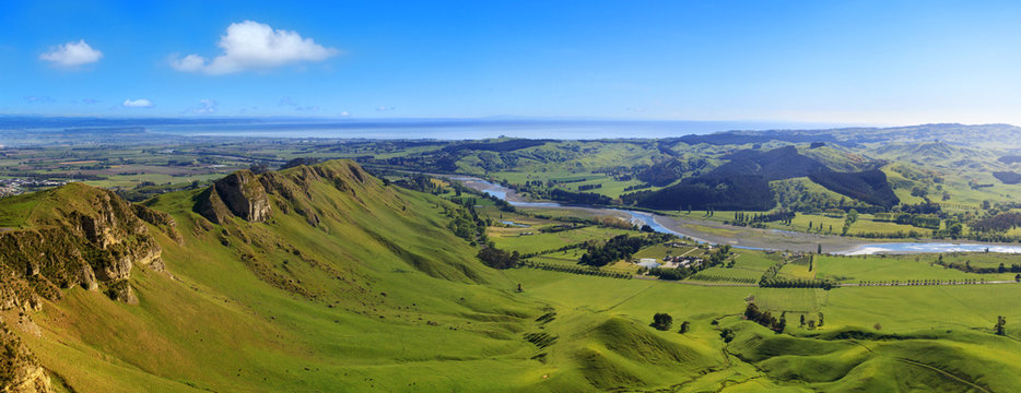 Panoramic view from Te Mata Peak, Hawkes Bay, New Zealand