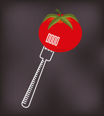 fork with vegetable icon vector illustration design
