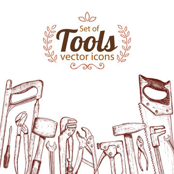 Set of repair tools icons