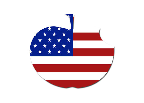 US flag eaten apple symbol