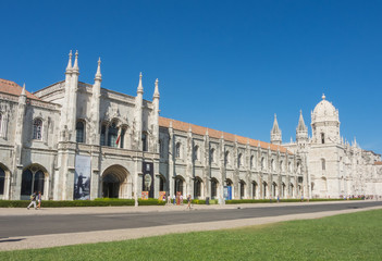 Lisbon, Portugal. Jeronimos Monastery and Church of Santa Maria, a monastery of the Order of Saint Jerome near the Tagus river in the parish of Belem. An UNESCO World Heritage Site.