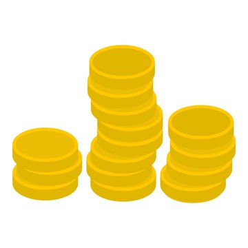 Gold coins icon. Flat illustration of gold coins vector icon for web